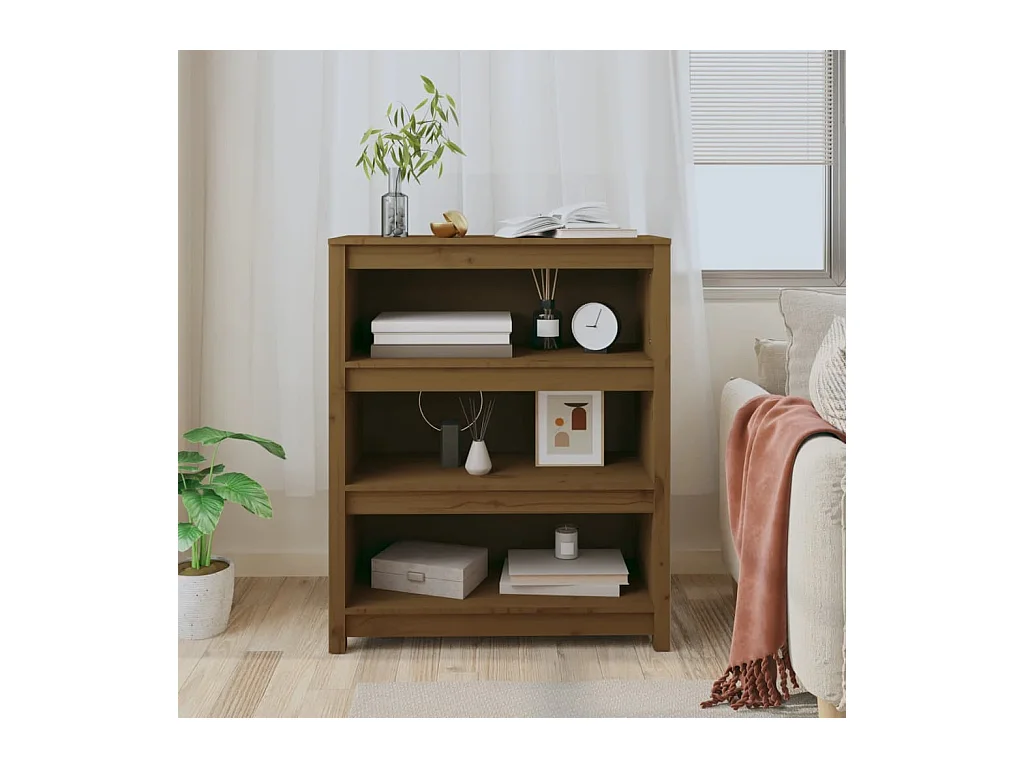 Bibliothèque | Etagère de rangement | Meuble de rangement Marron miel 80x35x97 cm Bois de pin massif