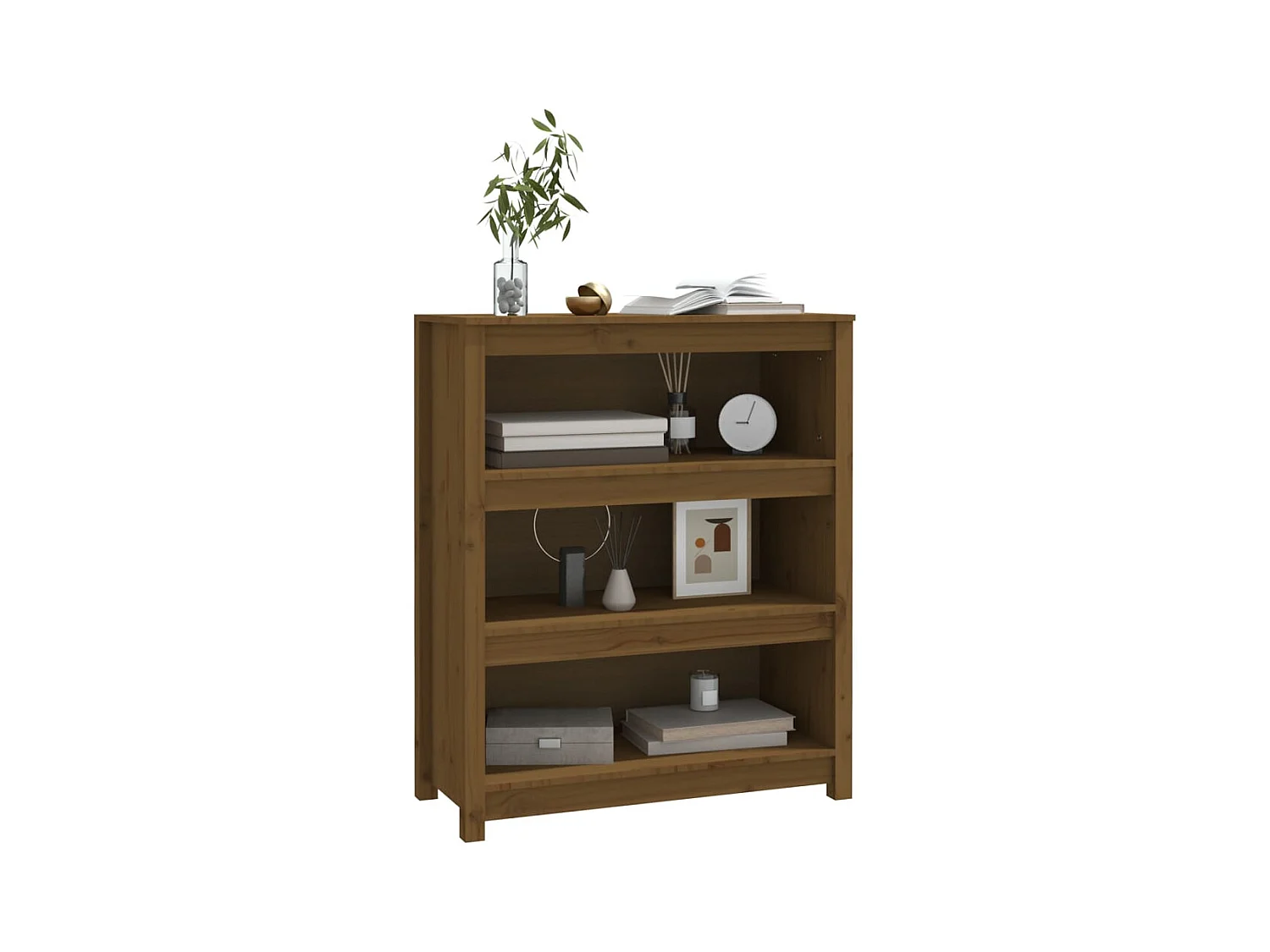 Bibliothèque | Etagère de rangement | Meuble de rangement Marron miel 80x35x97 cm Bois de pin massif