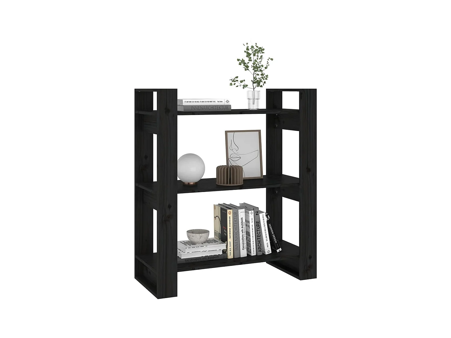 Bibliothèque | Etagère de rangement | Meuble de rangement Noir 80x35x91 cm Pin solide