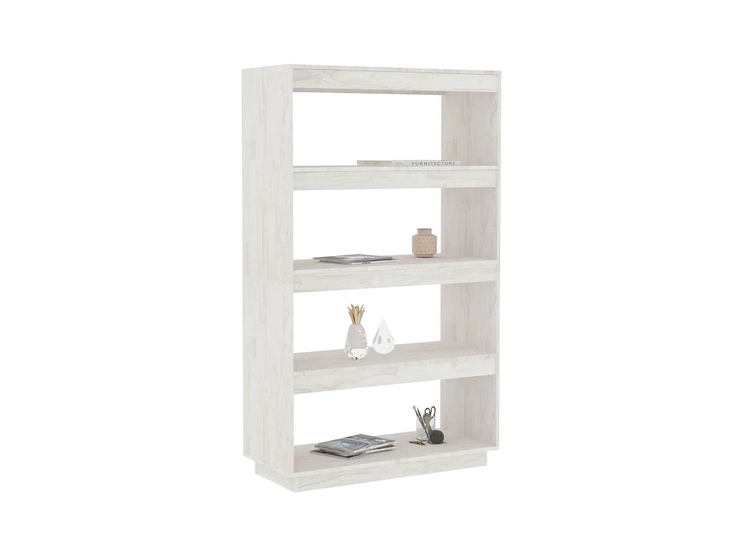 Libreria | Scaffale | Mobile di stoccaggio Divisorio Bianco 80x35x135 cm Legno Massello di Pino