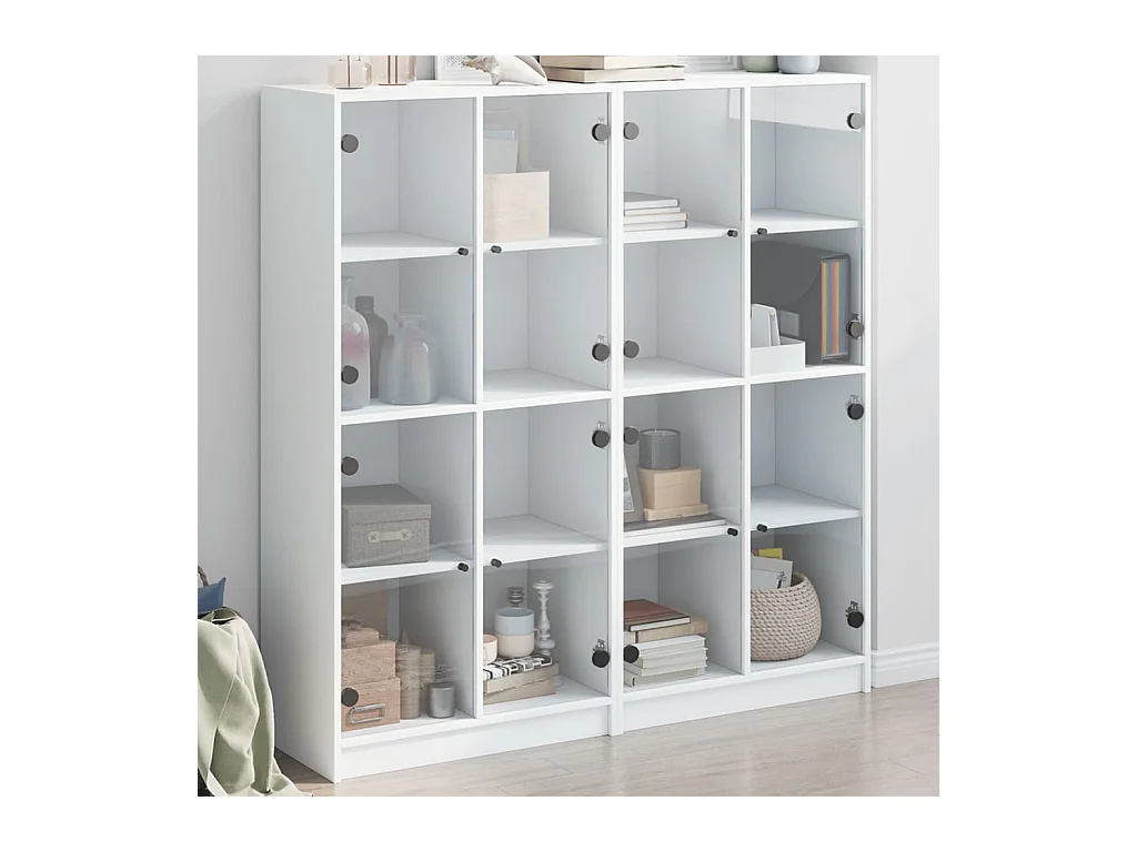 Libreria | Scaffale | Mobile di stoccaggio con Ante Bianca 136x37x142 cm in Legno Multistrato