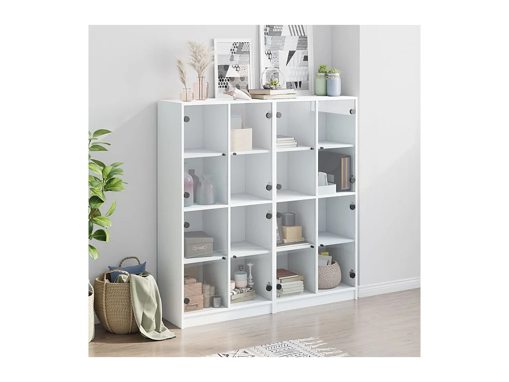 Libreria | Scaffale | Mobile di stoccaggio con Ante Bianca 136x37x142 cm in Legno Multistrato