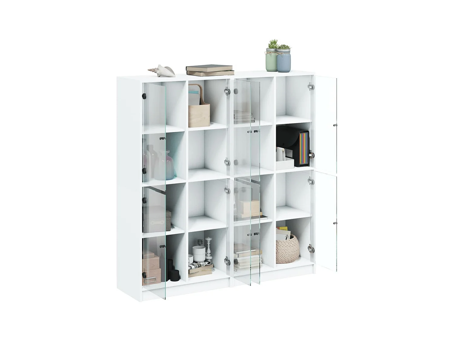 Libreria | Scaffale | Mobile di stoccaggio con Ante Bianca 136x37x142 cm in Legno Multistrato