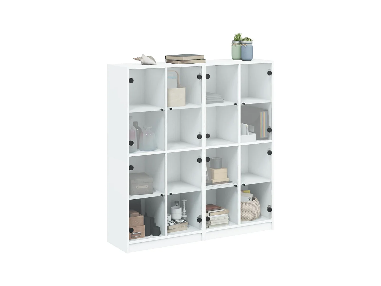 Libreria | Scaffale | Mobile di stoccaggio con Ante Bianca 136x37x142 cm in Legno Multistrato