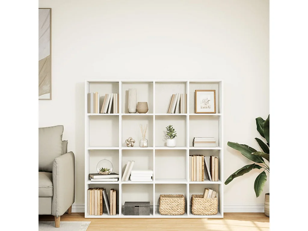 Bibliothèque | Etagère de rangement | Meuble de rangement blanc 137,5x29x137,5 cm bois d'ingénierie
