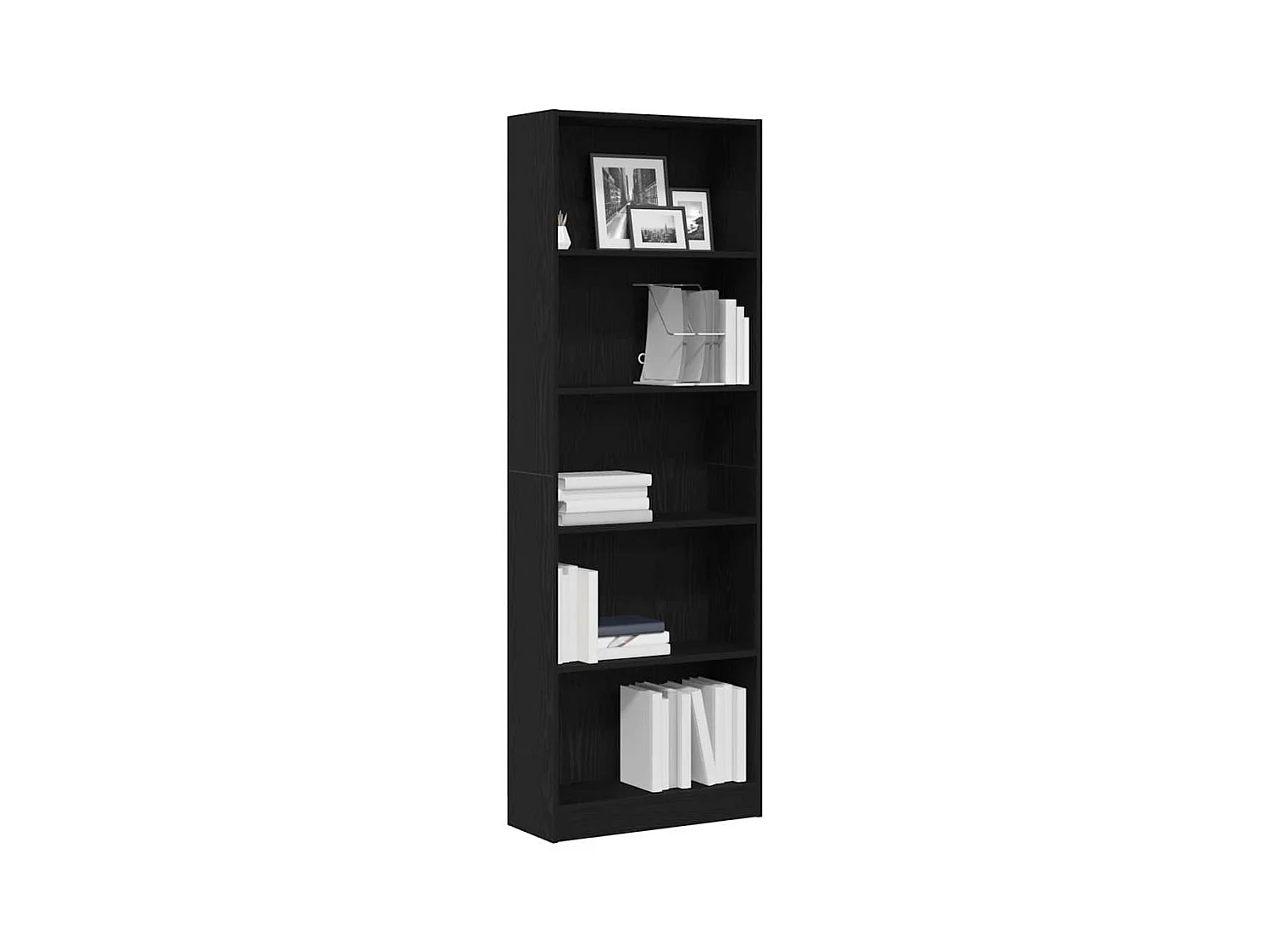 Bibliothèque | Etagère de rangement | Meuble de rangement en Chêne Noir - 60 x 24 x 176 cm, Bois Ingénieré