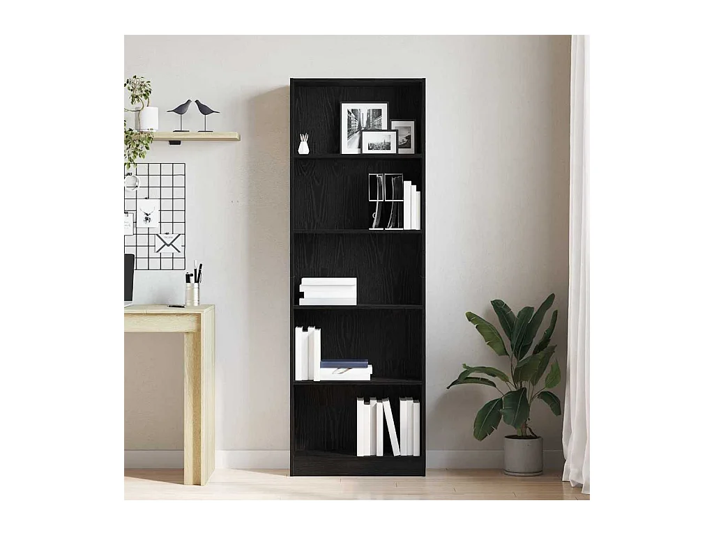 Bibliothèque | Etagère de rangement | Meuble de rangement en Chêne Noir - 60 x 24 x 176 cm, Bois Ingénieré