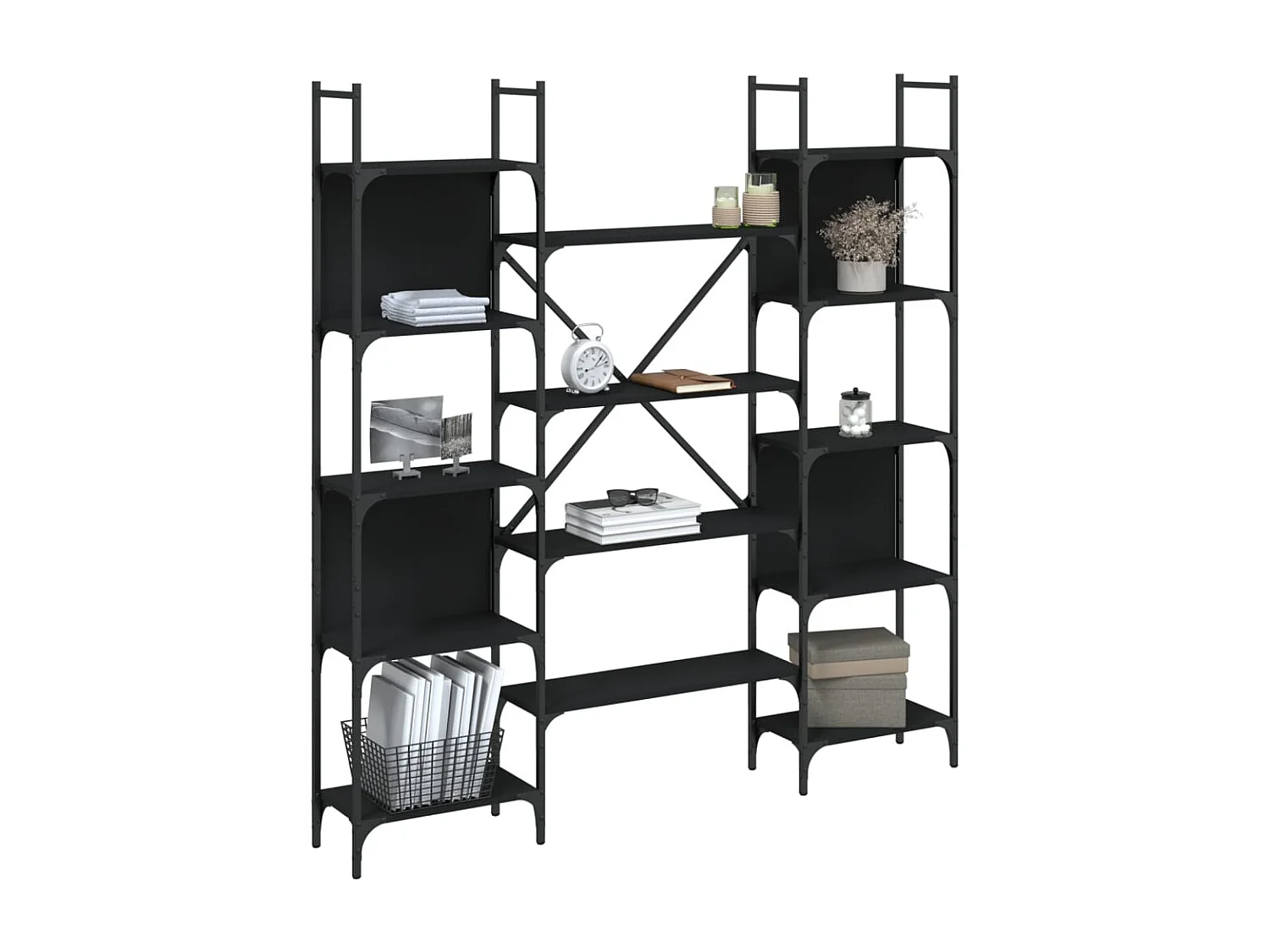 Bibliothèque | Etagère de rangement | Meuble de rangement noir 155,5x24x166,5 cm bois d'ingénierie