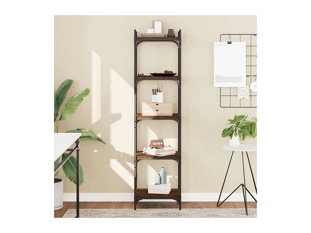 Bibliothèque | Etagère de rangement | Meuble de rangement 5 niveaux chêne marron 40x30x154cm bois ingénierie