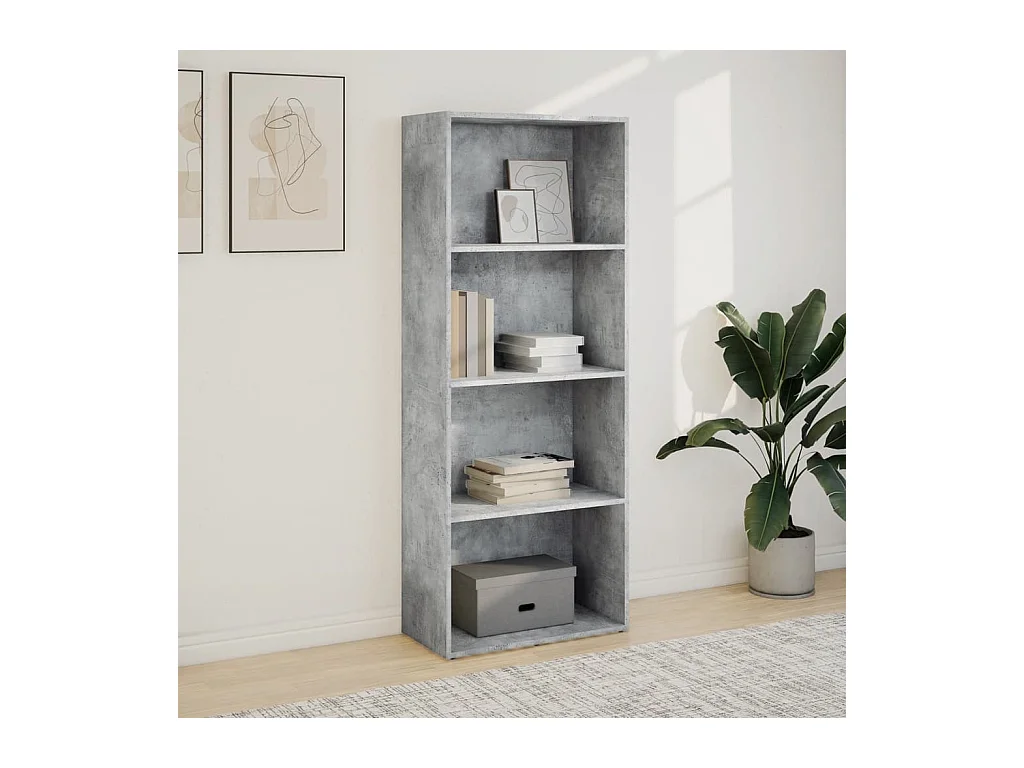 Bibliothèque | Etagère de rangement | Meuble de rangement gris béton 60x30x152 cm bois d'ingénierie