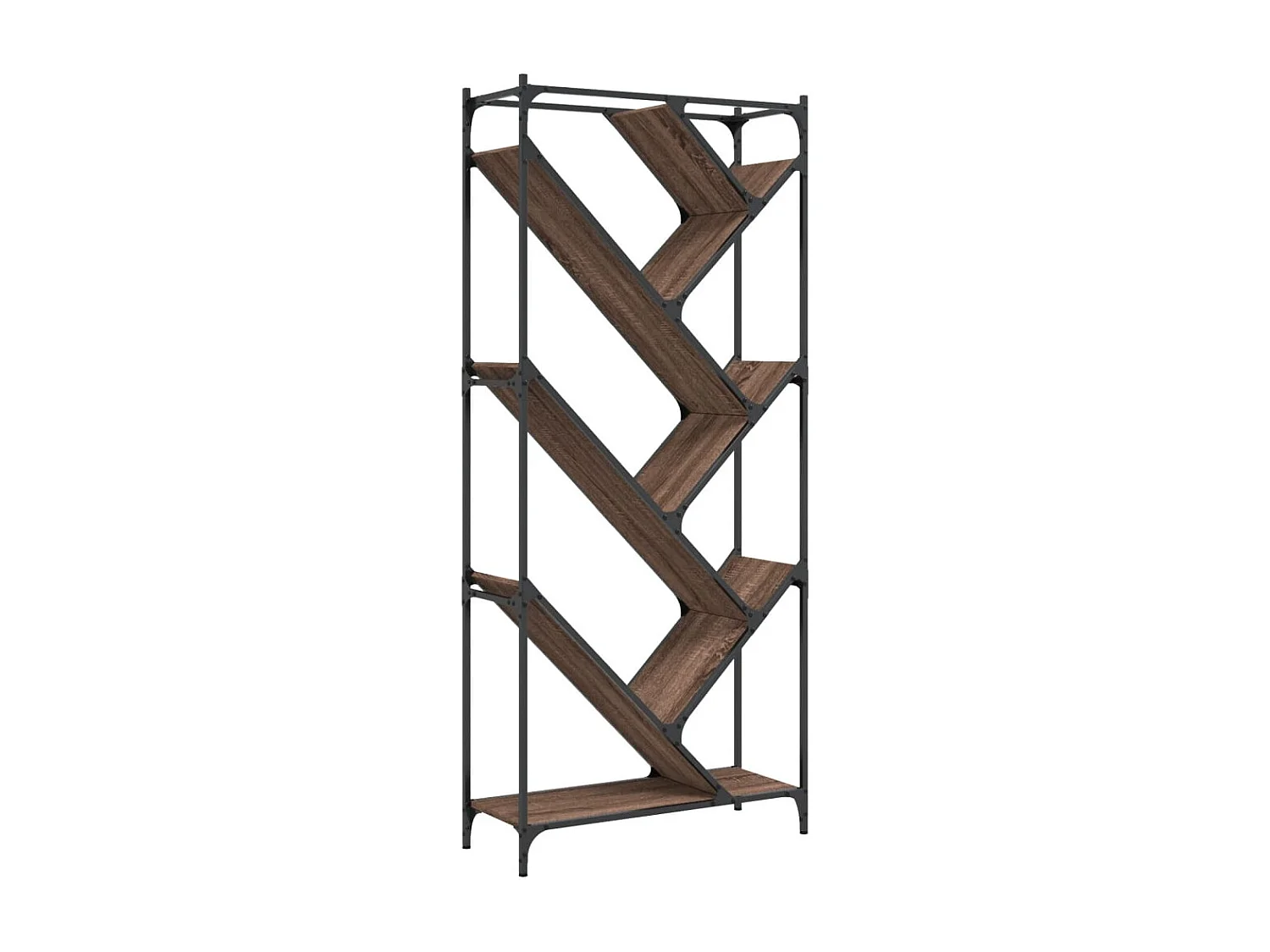 Libreria | Scaffale | Mobile di stoccaggio Rovere Marrone 79x30x180cm Legno Multistrato e Metallo