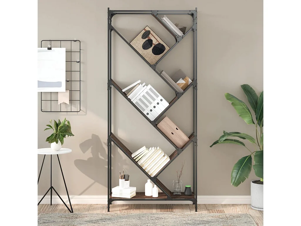 Libreria | Scaffale | Mobile di stoccaggio Rovere Marrone 79x30x180cm Legno Multistrato e Metallo