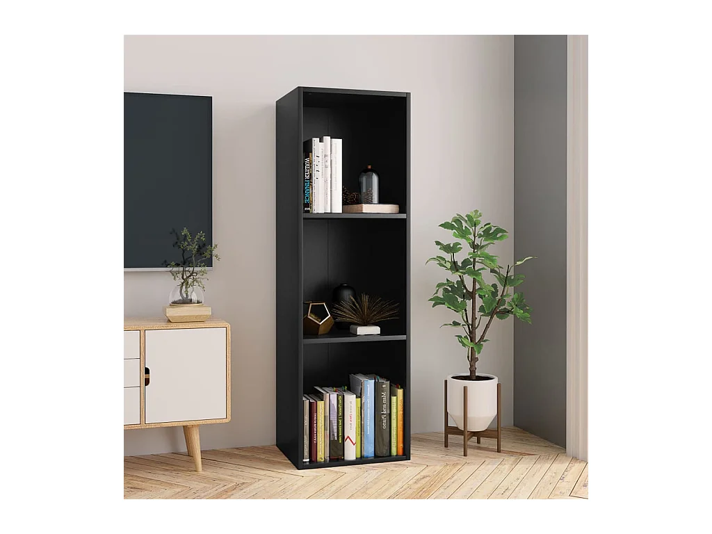 Bibliothèque Meuble TV | Etagère de rangement | Meuble de rangement noir 36x30x114 cm bois d'ingénierie