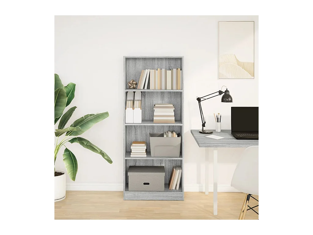 Bibliothèque | Etagère de rangement | Meuble de rangement sonoma gris 60x24x143 cm bois d'ingénierie