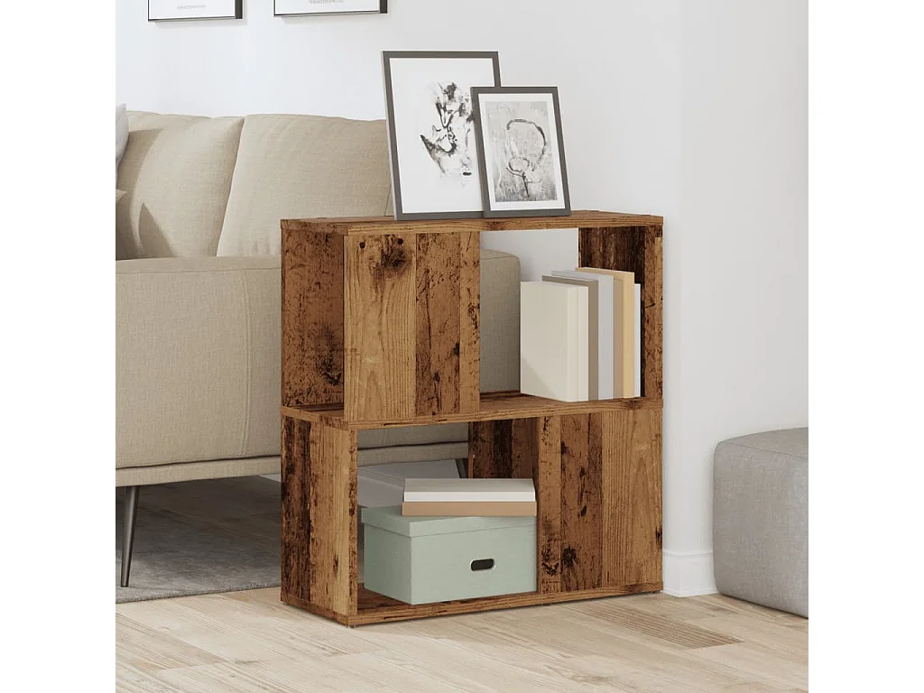 Bibliothèque | Etagère de rangement | Meuble de rangement vieux bois 60x24x63 cm bois d'ingénierie