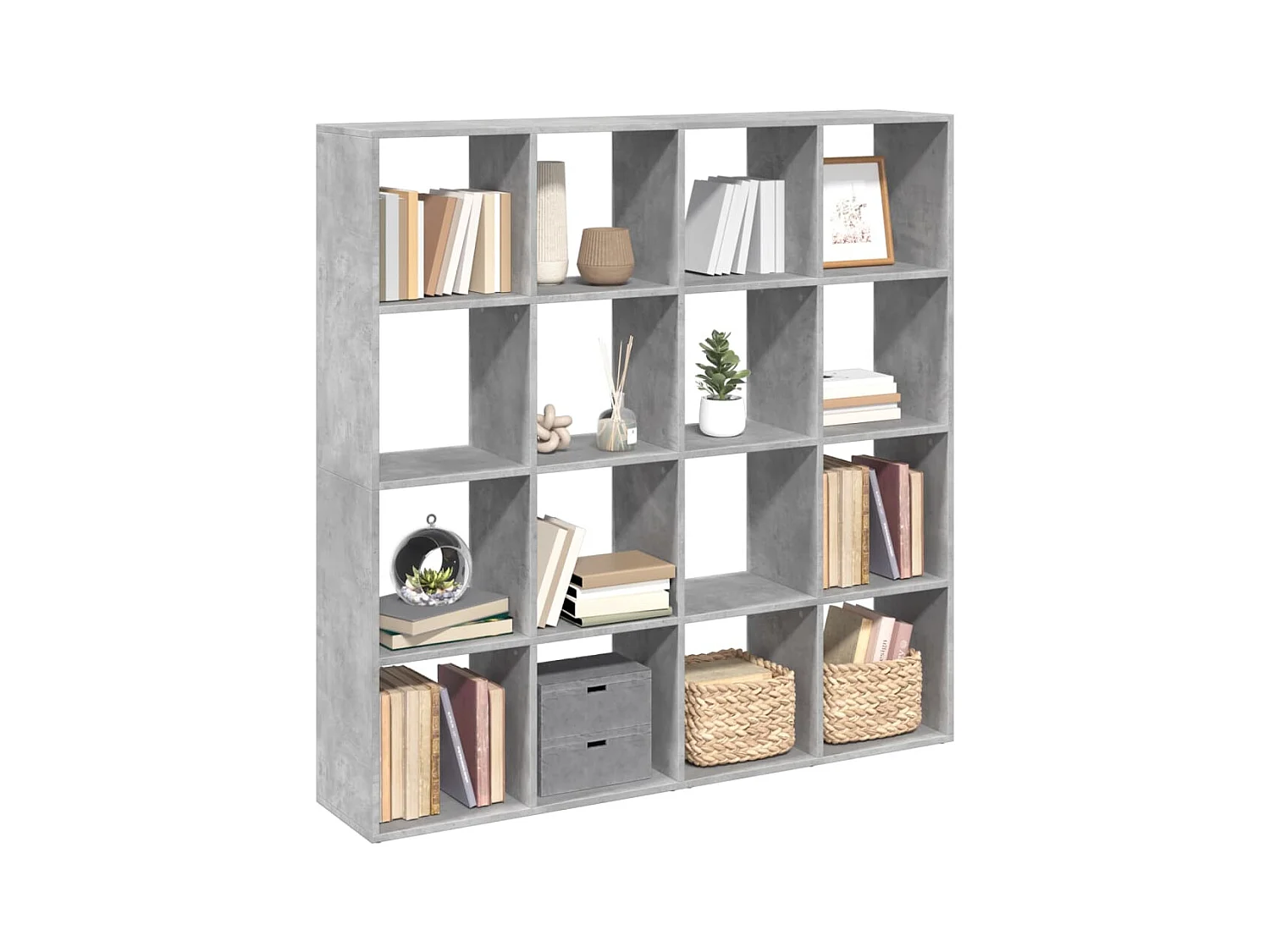 Bibliothèque | Etagère de rangement | Meuble de rangement gris béton 137,5x29x137,5 cm bois d'ingénierie