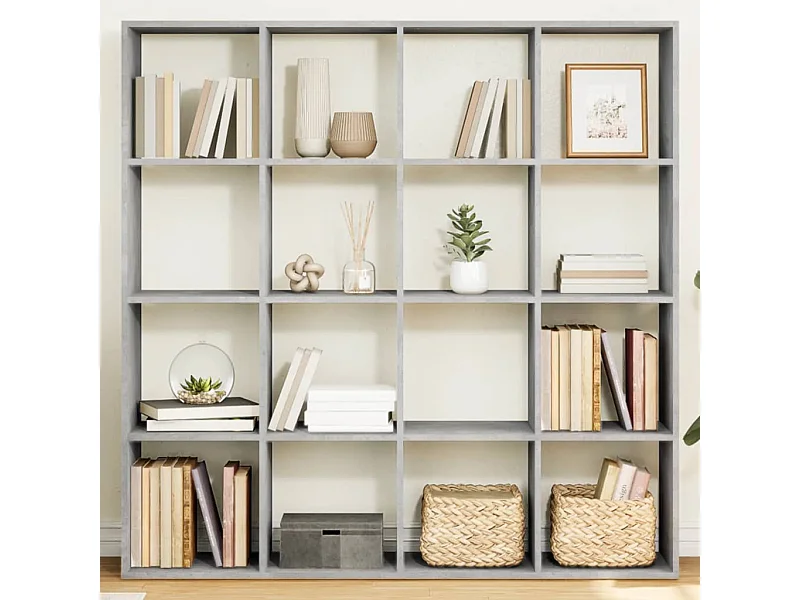 Libreria | Scaffale | Mobile di stoccaggio Grigio Cemento 137,5x29x137,5 cm in Legno Multistrato