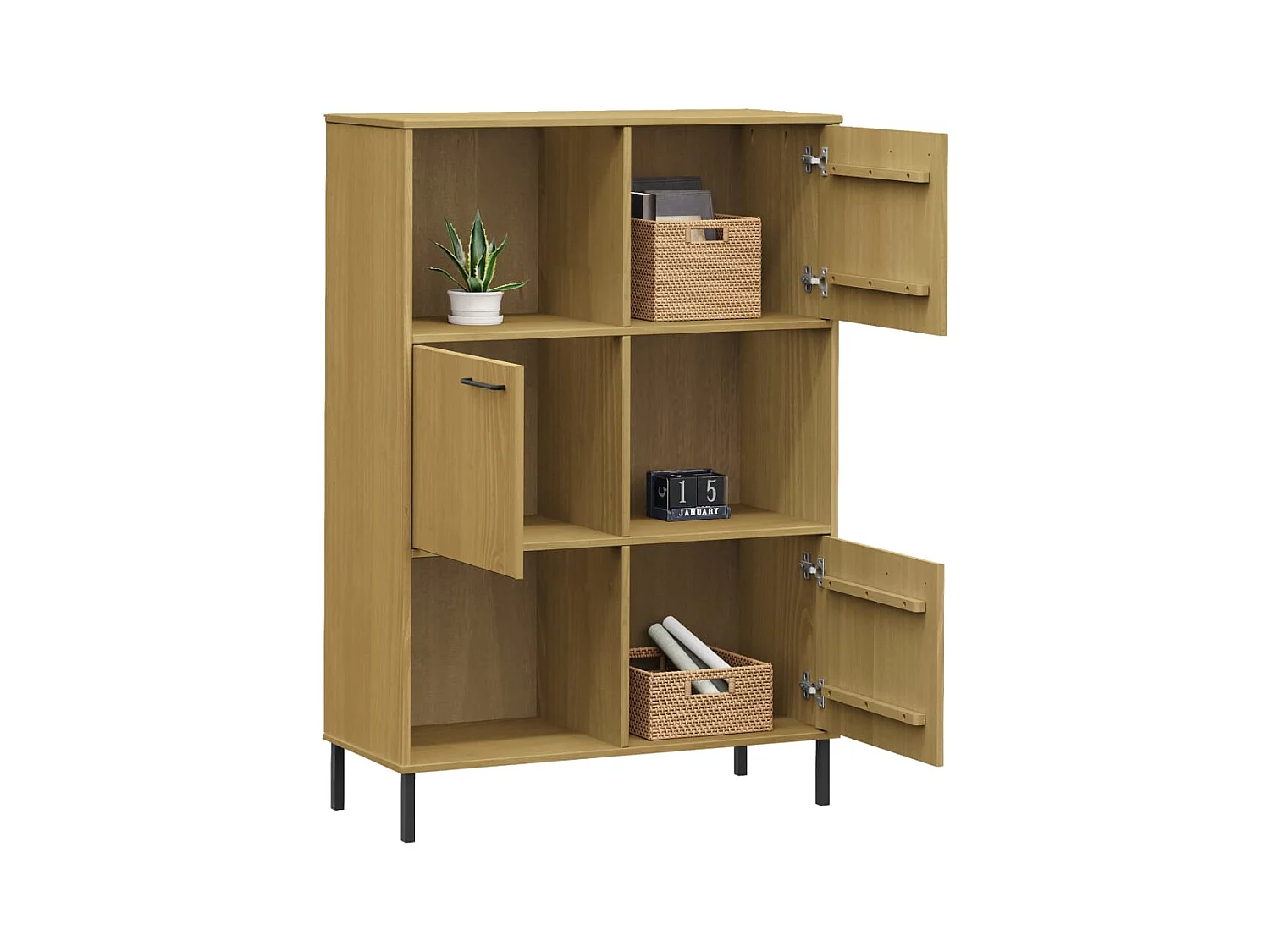 Bibliothèque | Etagère de rangement | Meuble de rangement avec pieds en métal Marron 90x35x128,5cm Bois OSLO