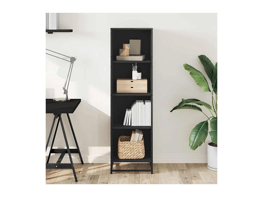 Bibliothèque | Etagère de rangement | Meuble de rangement noir 40x35x139 cm bois d'ingénierie