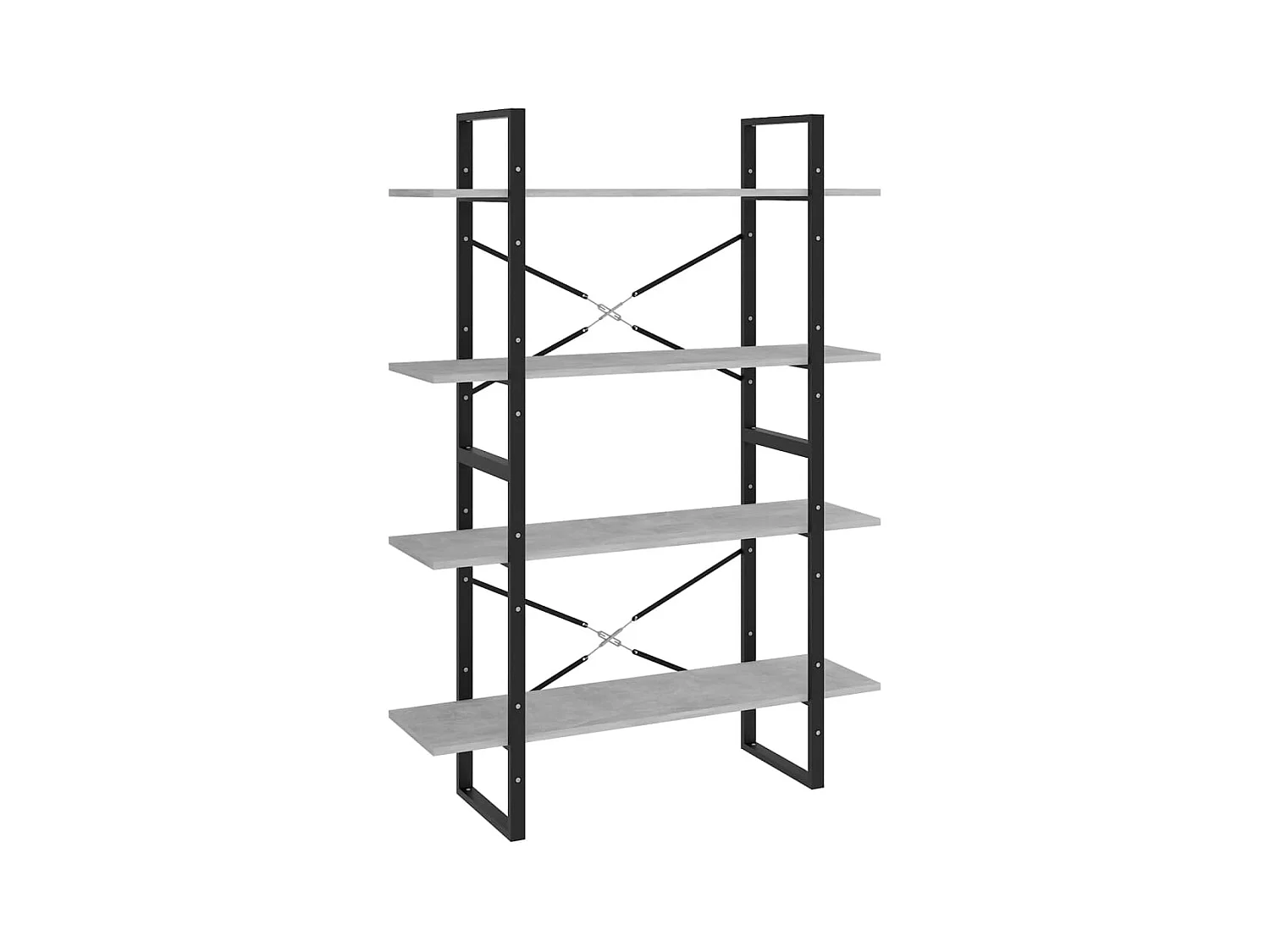 Bibliothèque | Etagère de rangement | Meuble de rangement à 4 niveaux gris béton bois d'ingénierie