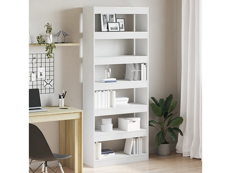 Armadio per Libri | Scaffale | Mobile di stoccaggio/Divisore per Stanza Bianco 80x30x198 cm