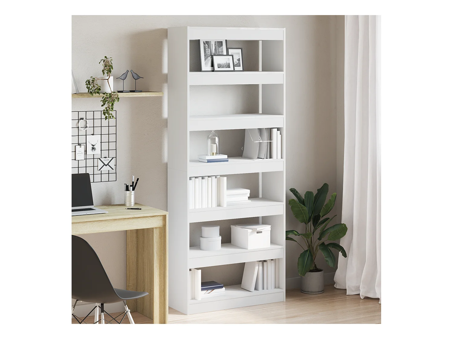 Armadio per Libri | Scaffale | Mobile di stoccaggio/Divisore per Stanza Bianco 80x30x198 cm