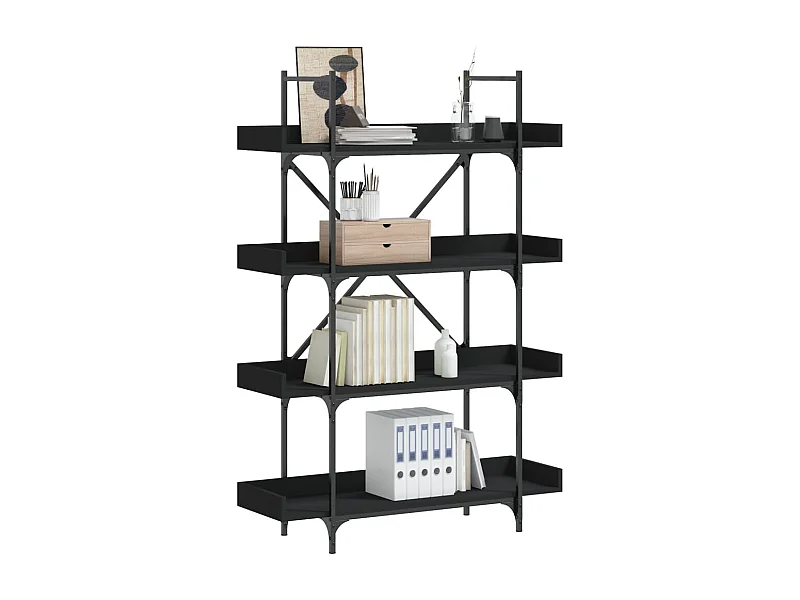 Libreria | Scaffale | Mobile di stoccaggio a 4 Ripiani Nera 100x33x145,5 cm in Legno Multistrato