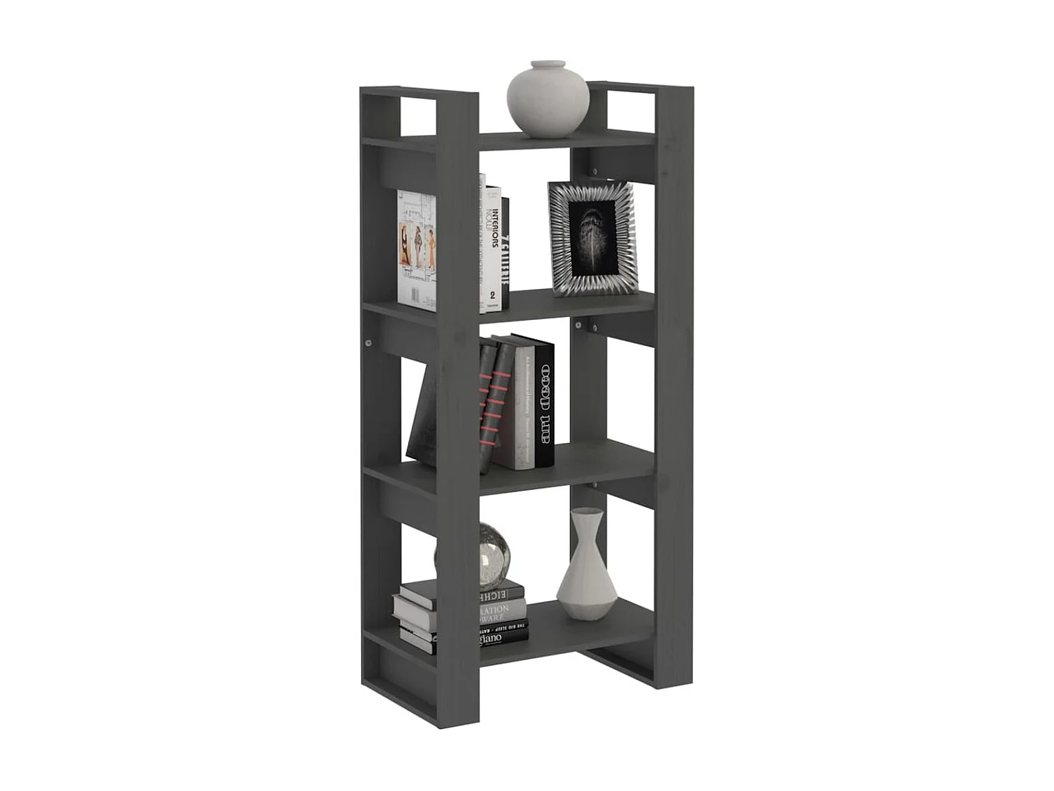Bibliothèque | Etagère de rangement | Meuble de rangement Gris 60x35x125 cm Bois massif