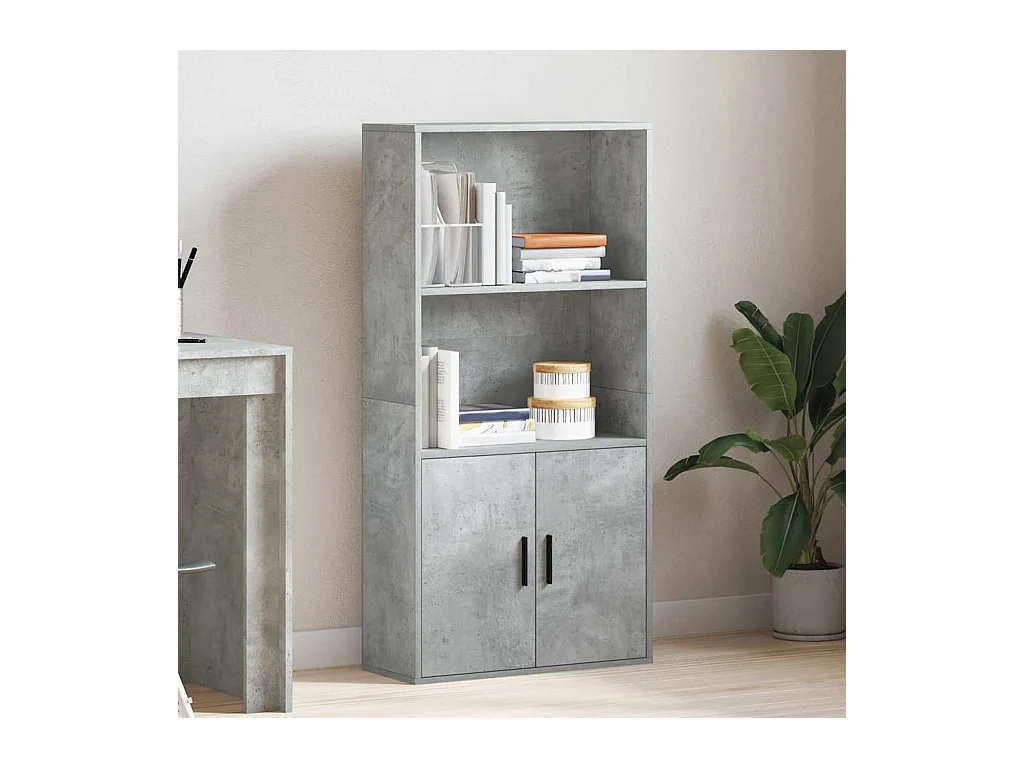 Bibliothèque | Etagère de rangement | Meuble de rangement gris béton 60x24x120 cm bois d'ingénierie