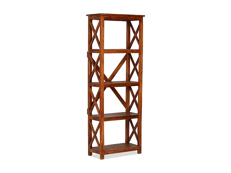 Libreria | Scaffale | Mobile di stoccaggio in Legno Acacia con Finitura Ambra 60x30x160 cm