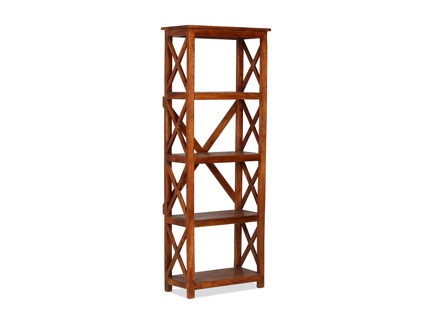 Libreria | Scaffale | Mobile di stoccaggio in Legno Acacia con Finitura Ambra 60x30x160 cm