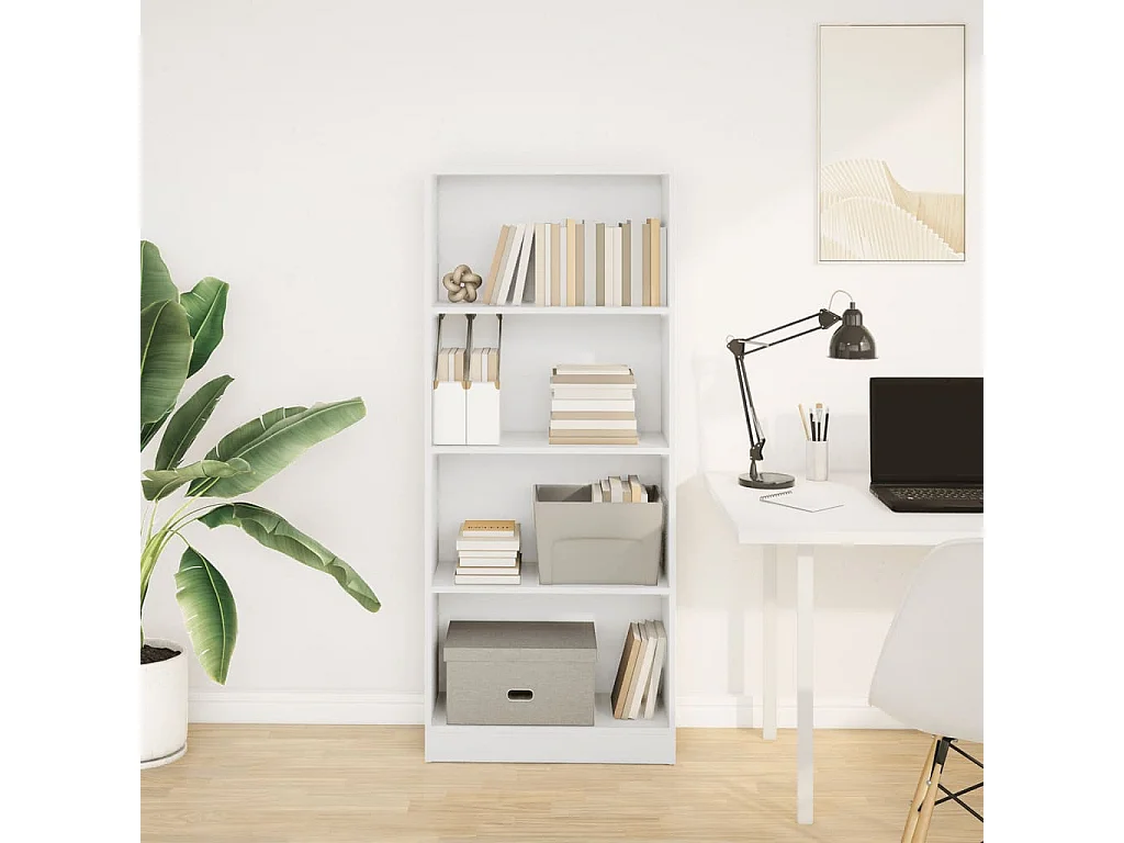Bibliothèque | Etagère de rangement | Meuble de rangement blanc 60x24x143 cm bois d'ingénierie