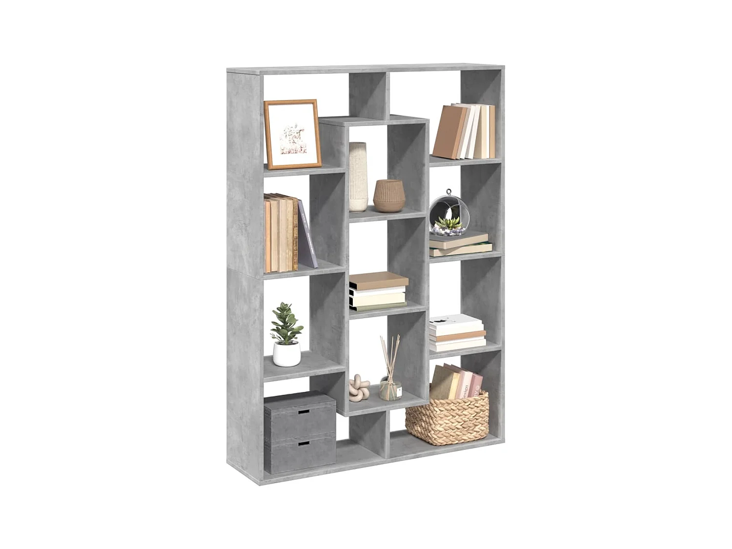 Bibliothèque | Etagère de rangement | Meuble de rangement gris béton 102x29x143 cm bois d'ingénierie