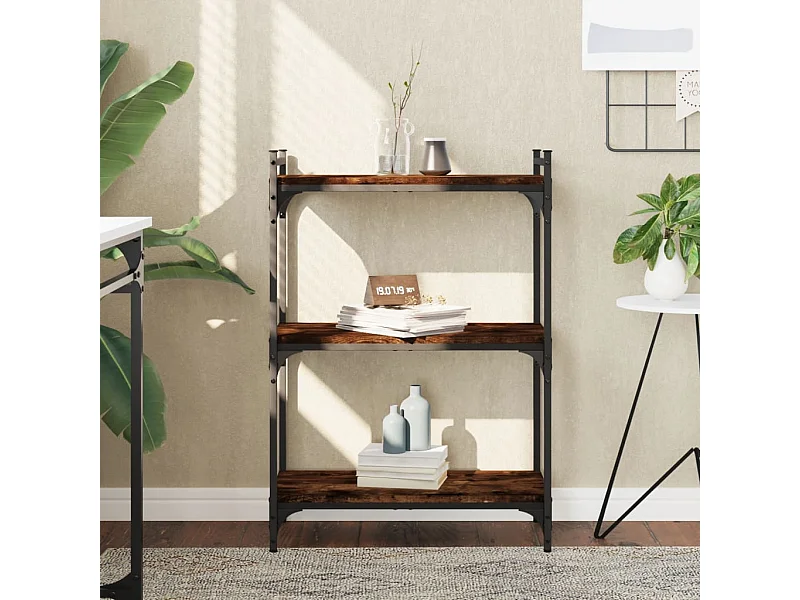 Bibliothèque | Etagère de rangement | Meuble de rangement 3 niveaux chêne fumé 60x30x86 cm bois d'ingénierie