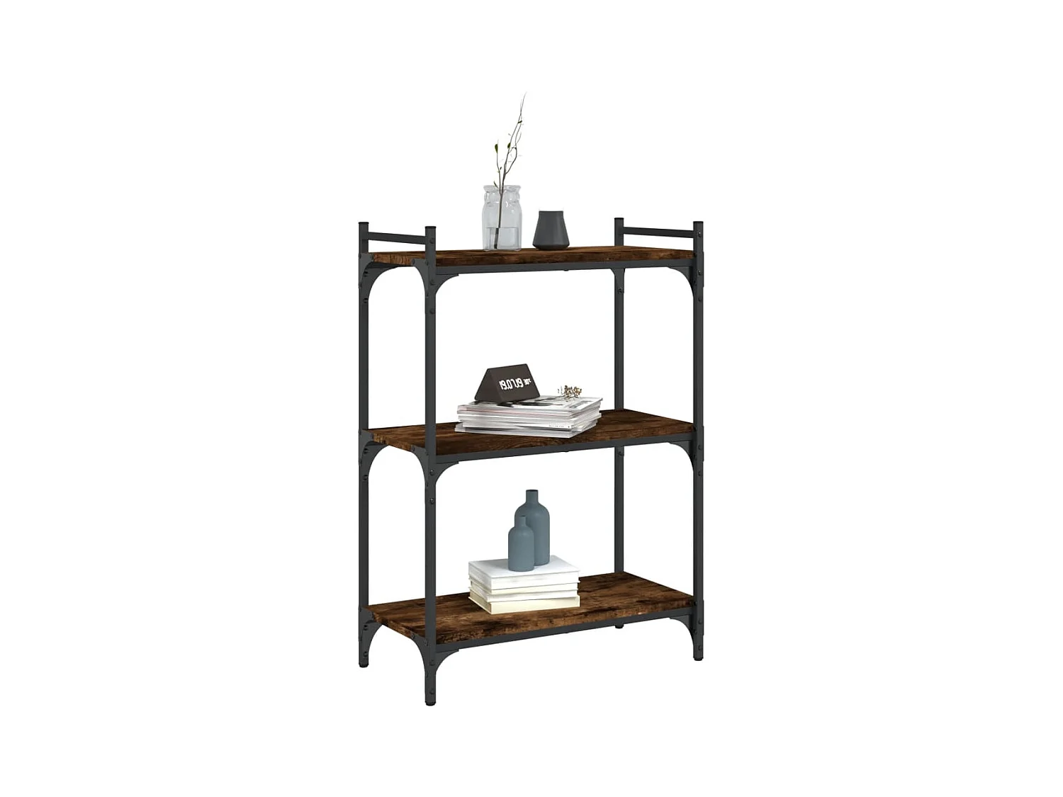 Bibliothèque | Etagère de rangement | Meuble de rangement 3 niveaux chêne fumé 60x30x86 cm bois d'ingénierie