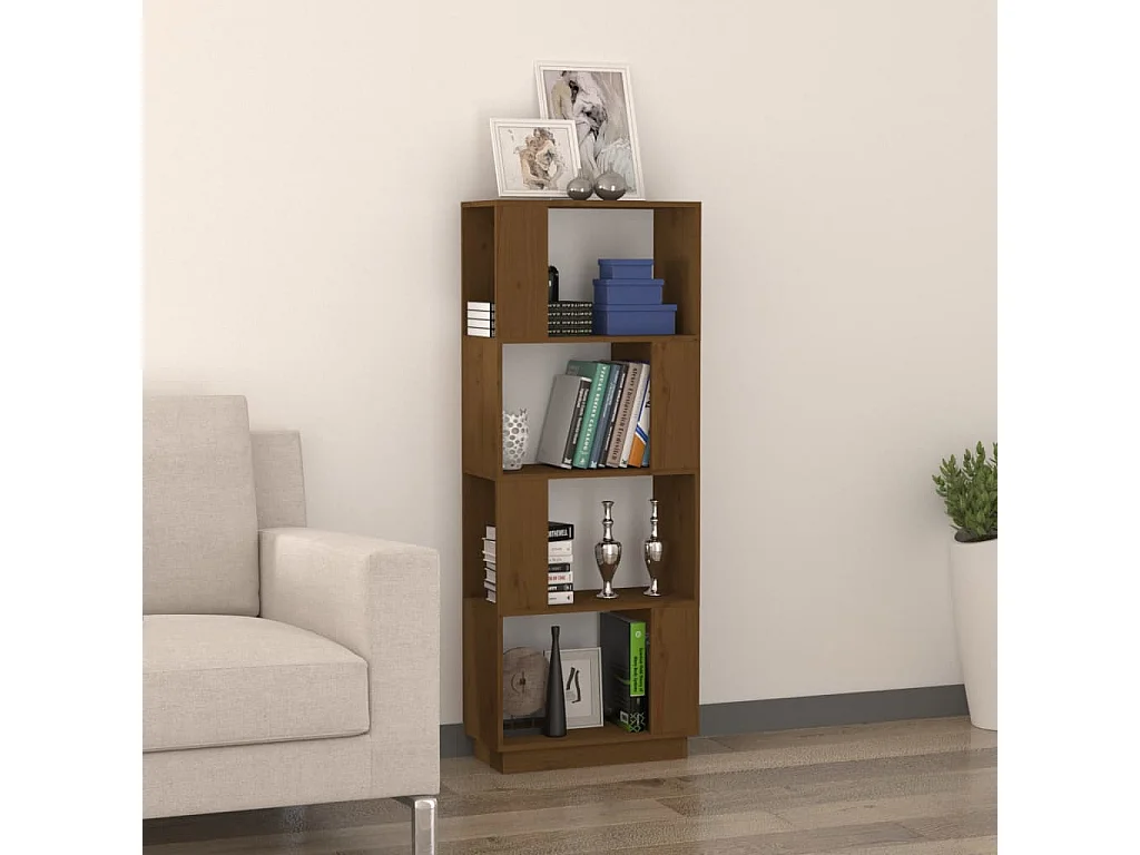 Libreria | Scaffale | Mobile di stoccaggio Divisorio Ambrato 51x25x132 cm in Massello di Pino