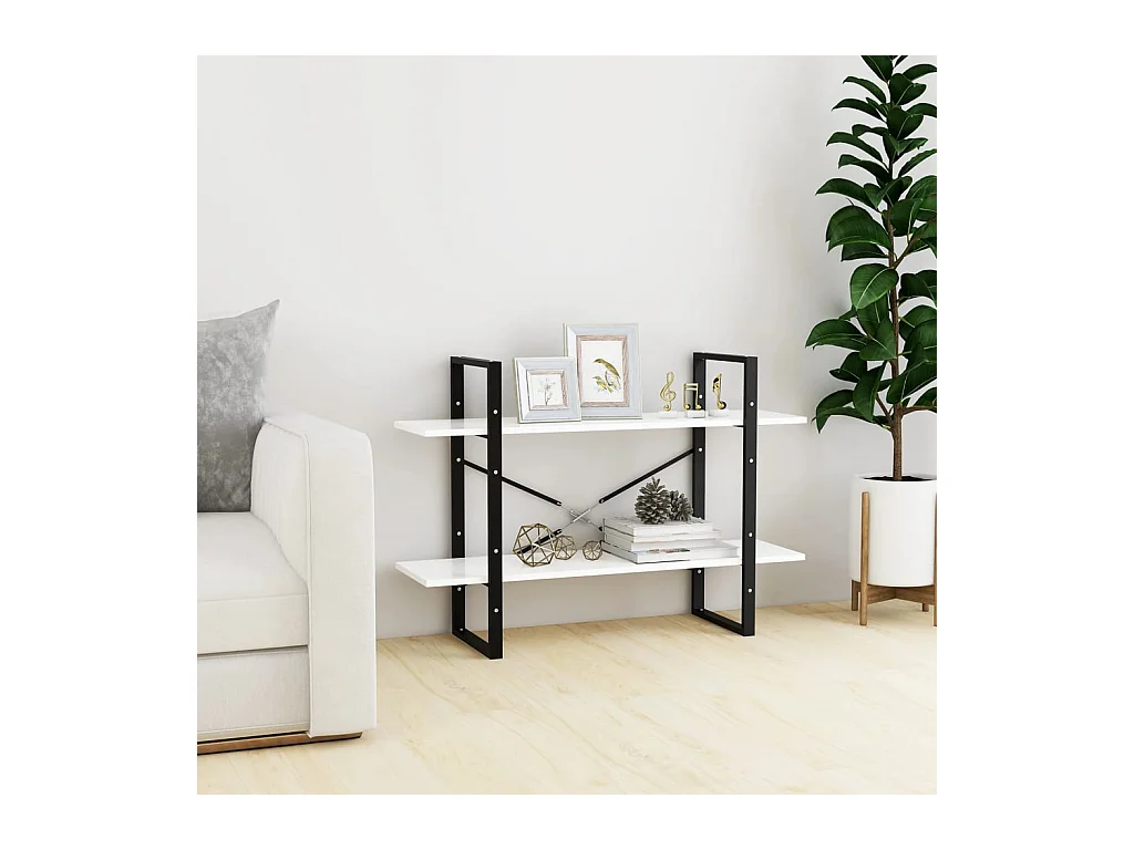 Bibliothèque | Etagère de rangement | Meuble de rangement à 2 niveaux blanc 100x30x70 cm bois d'ingénierie