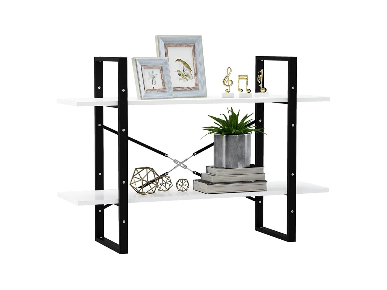 Bibliothèque | Etagère de rangement | Meuble de rangement à 2 niveaux blanc 100x30x70 cm bois d'ingénierie