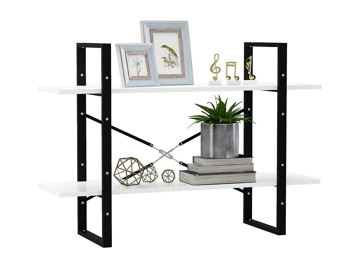 Bibliothèque | Etagère de rangement | Meuble de rangement à 2 niveaux blanc 100x30x70 cm bois d'ingénierie