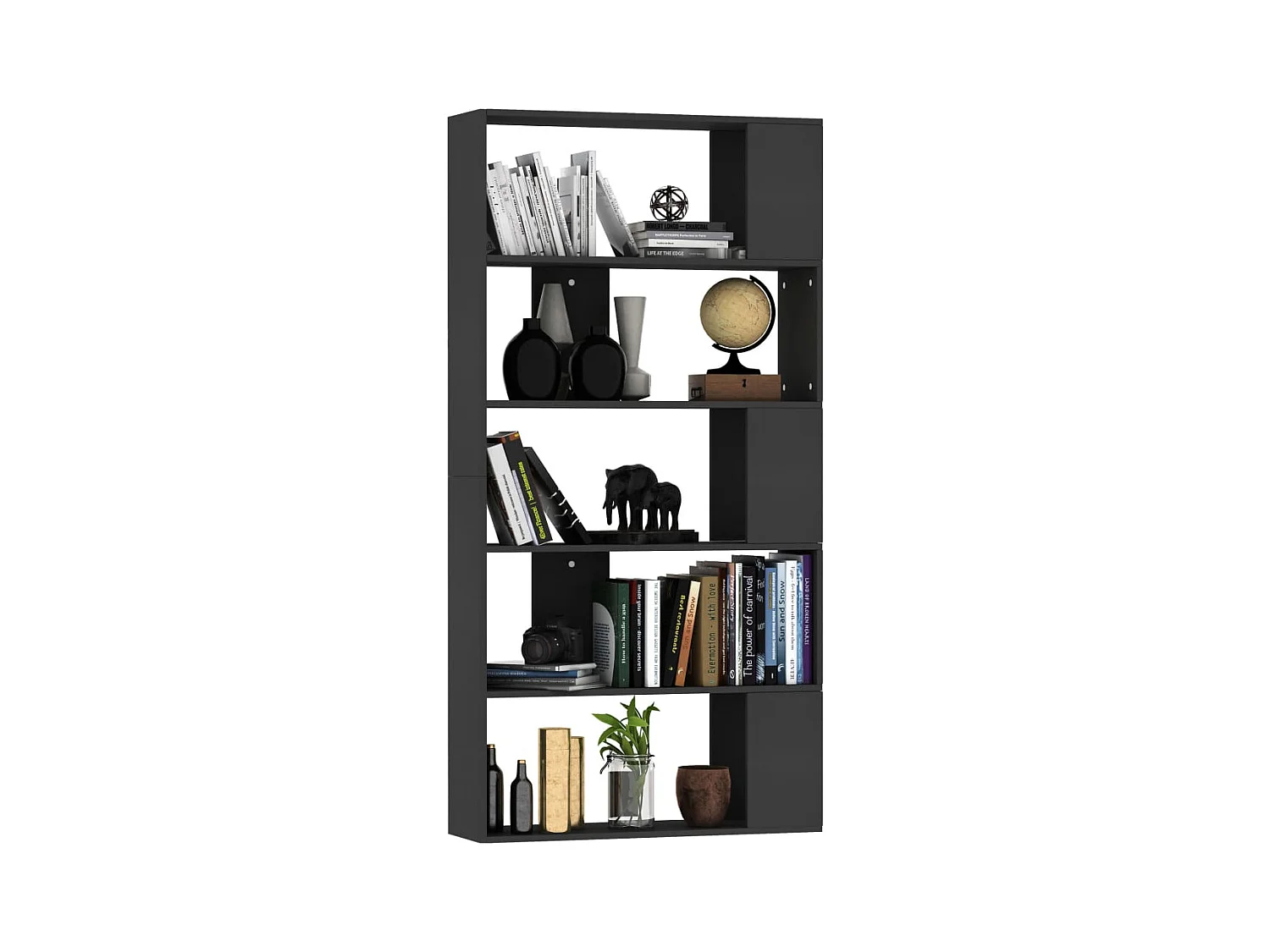 Libreria | Scaffale | Mobile di stoccaggio Divisorio Nero 80x24x159 cm in Legno Multistrato