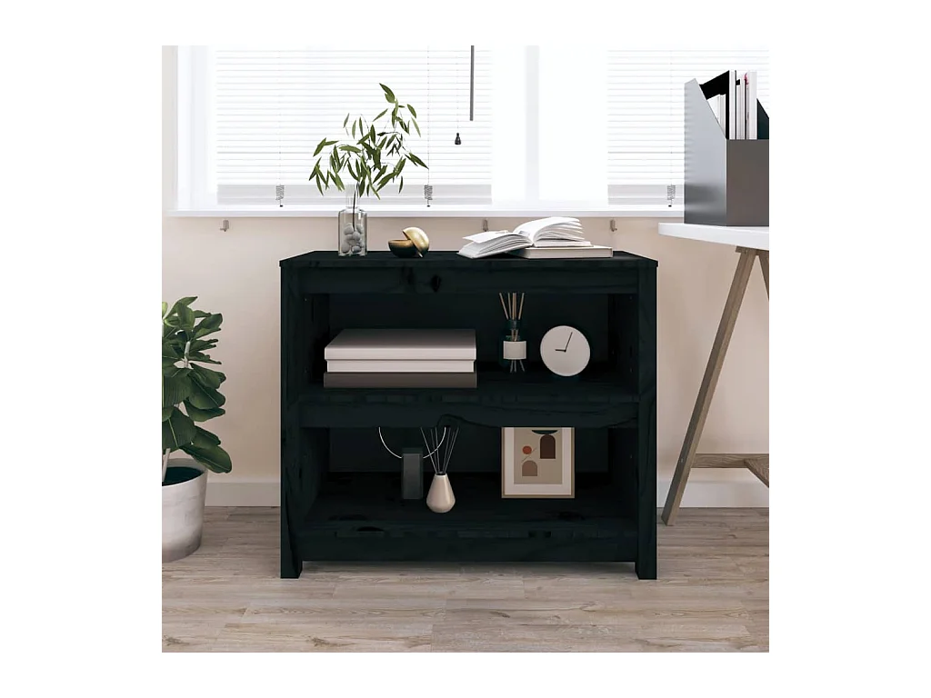 Bibliothèque | Etagère de rangement | Meuble de rangement Noir 80x35x68 cm Bois de pin massif