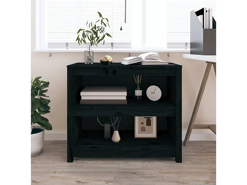 Libreria | Scaffale | Mobile di stoccaggio Nera 80x35x68 cm in Legno Massello di Pino
