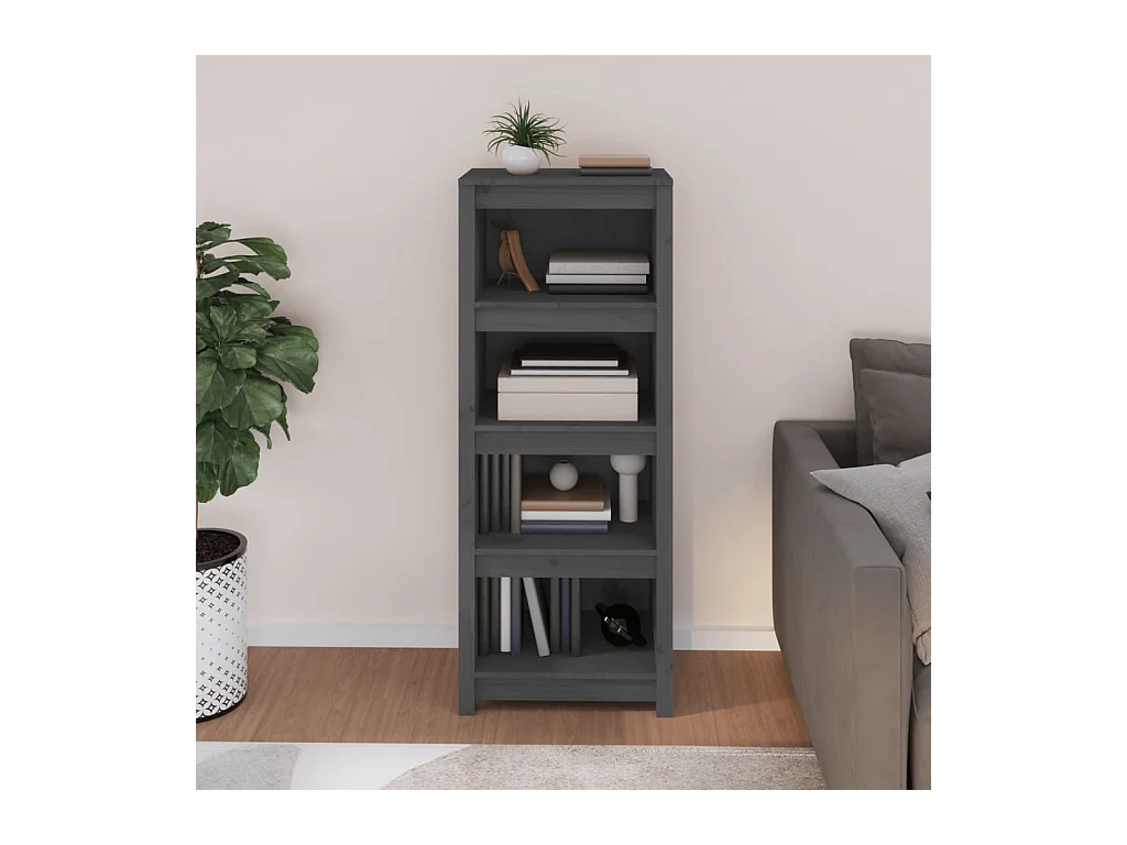 Bibliothèque | Etagère de rangement | Meuble de rangement Gris 50x35x125,5 cm Bois de pin massif