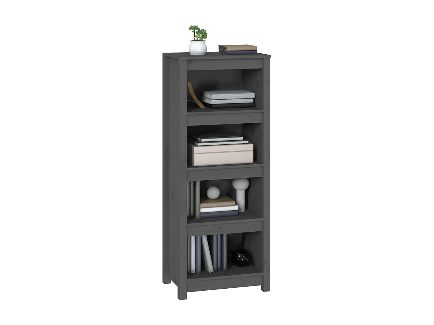 Bibliothèque | Etagère de rangement | Meuble de rangement Gris 50x35x125,5 cm Bois de pin massif