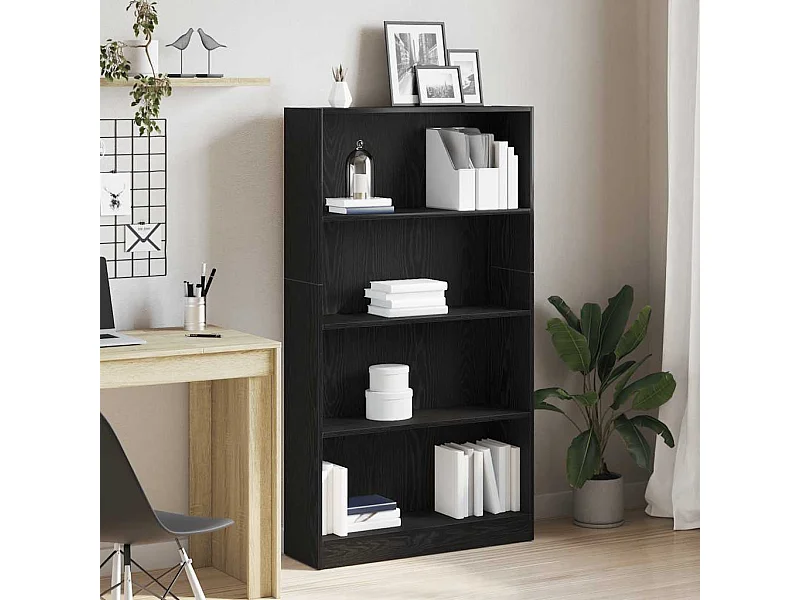 Bibliothèque | Etagère de rangement | Meuble de rangement à 4 niveaux chêne noir 80x24x143 cm