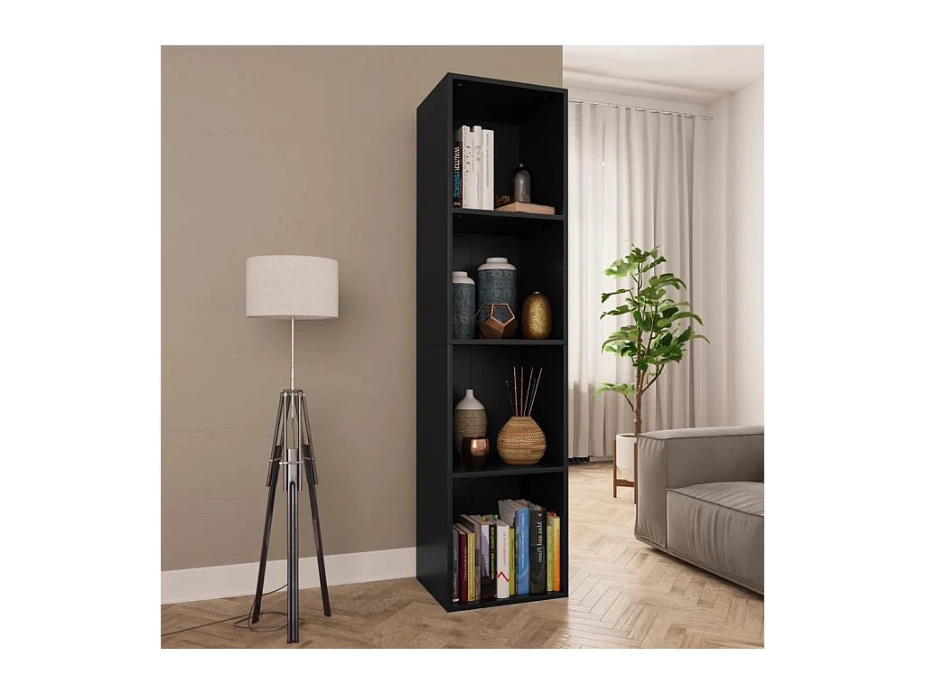 Libreria | Scaffale | Mobile di stoccaggio Mobile TV Nero 36x30x143 cm in Legno Multistrato