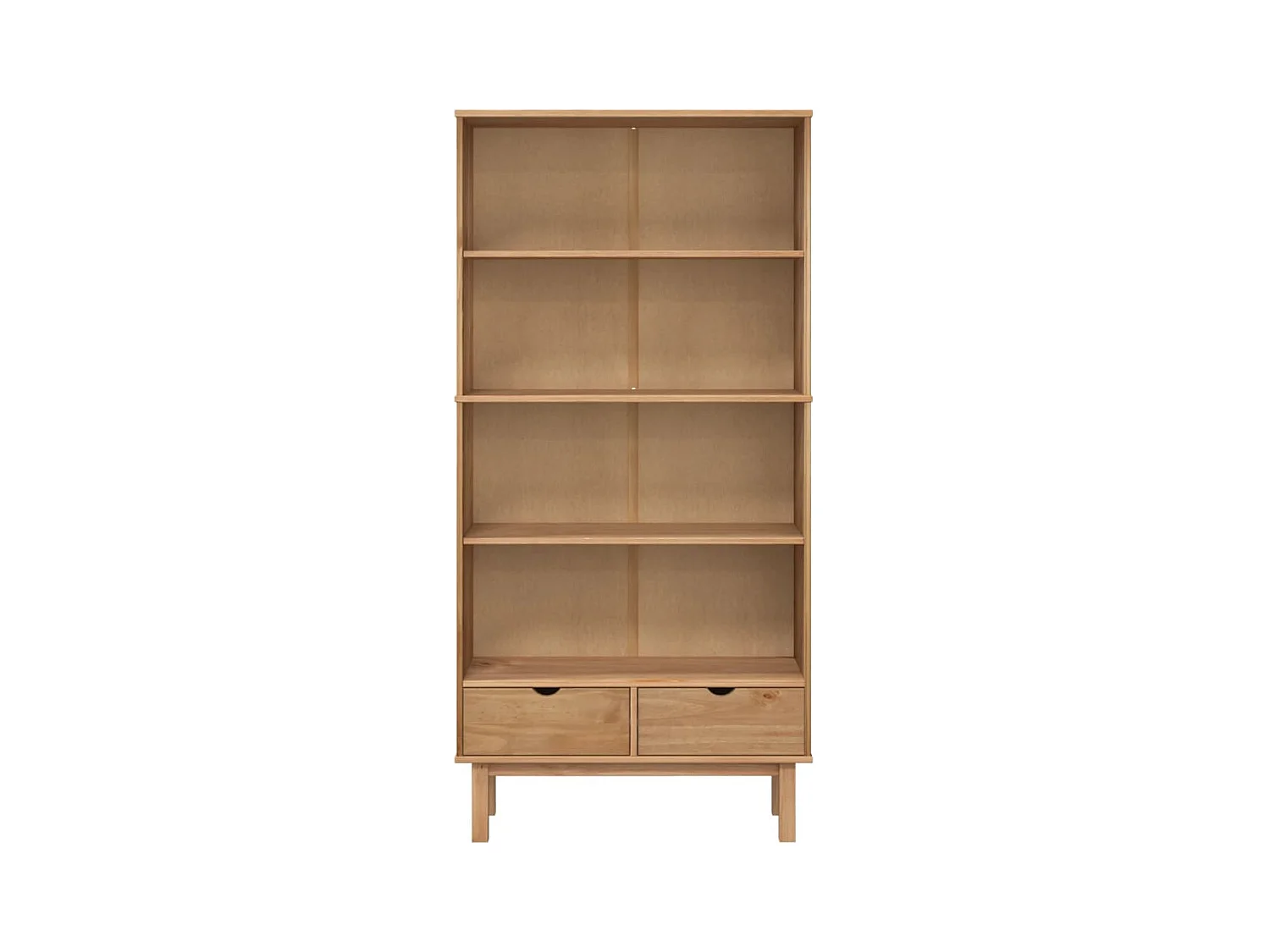 Bibliothèque | Etagère de rangement | Meuble de rangement OTTA avec 2 tiroirs Marron Bois massif pin