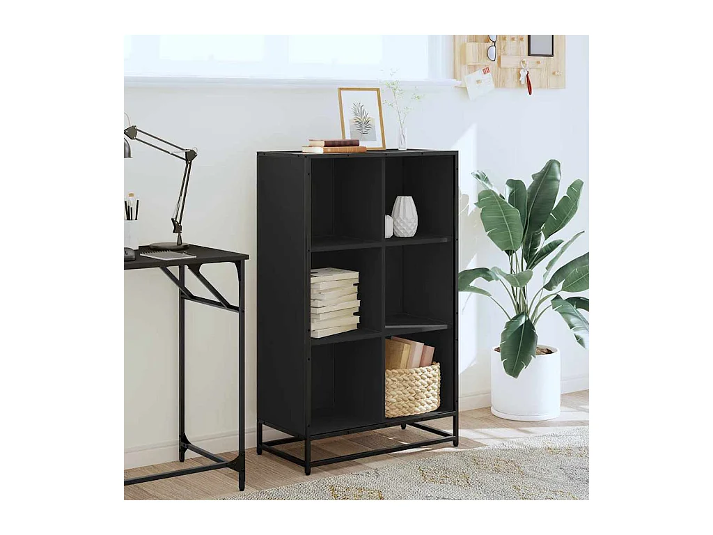 Libreria | Scaffale | Mobile di stoccaggio Nera 65,5x33x107,5 cm in Legno Multistrato