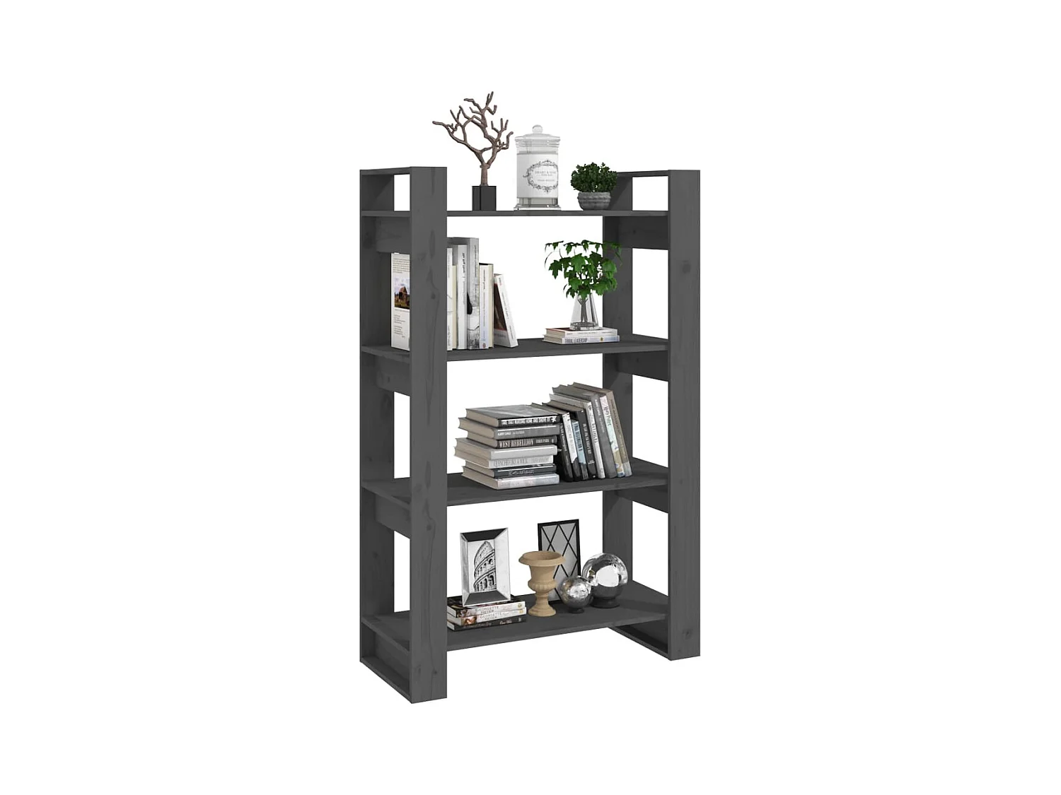 Bibliothèque | Etagère de rangement | Meuble de rangement Gris 80x35x125 cm Pin massif