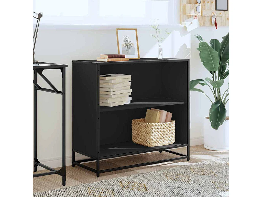 Bibliothèque | Etagère de rangement | Meuble de rangement noir 80,5x35x76 cm bois d'ingénierie